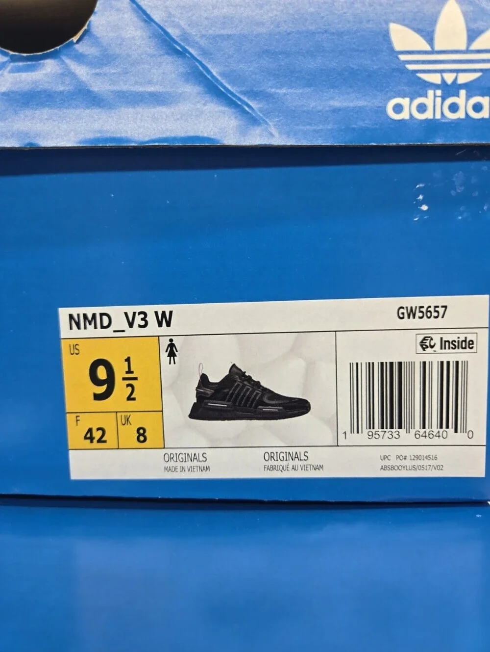 adidas Women's NMD_V3 GW5657 Core Black Silver Metallic Shoes Size 9.5